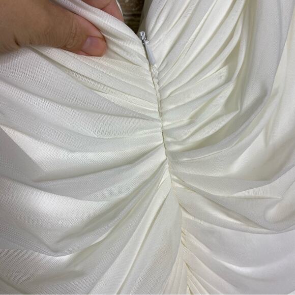 NWT Cameron 14 Blake by Mon Cheri cream draped chiffon down 115606 - Picture 7 of 9